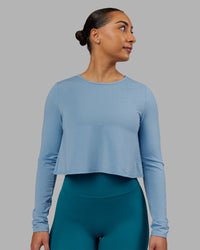 Woman wearing Breeze Long Sleeve Training Tee - Glacier Lake | Model:Ayla | Size:S