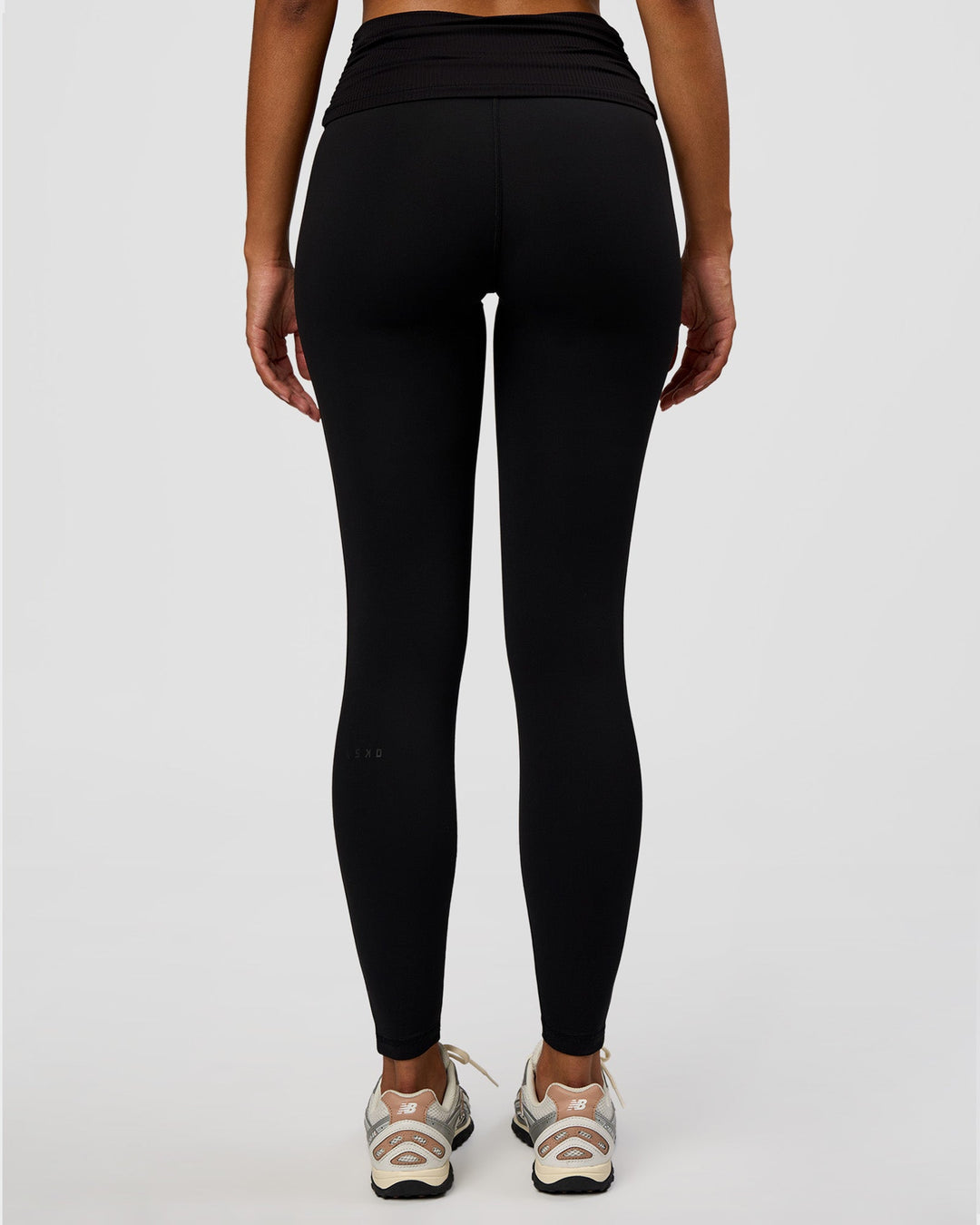 Model wearing CF Fold Over High-Rise Full Length Legging - Black | Model:Jordan | Size:S