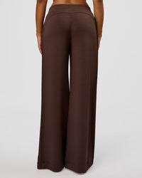 Woman wearing CF Elevate SoftTouch Pintuck Wide Leg Pant - Hot Chocolate | Model:Jordan | Size:S