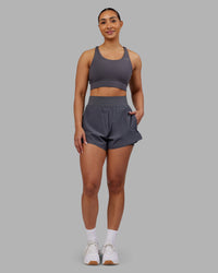 Woman wearing Challenger 3" Lined Performance Short - Dark Storm | Model:Ayla | Size:S