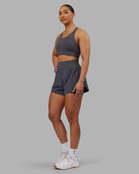 Woman wearing Challenger 3" Lined Performance Short - Dark Storm | Model:Ayla | Size:S