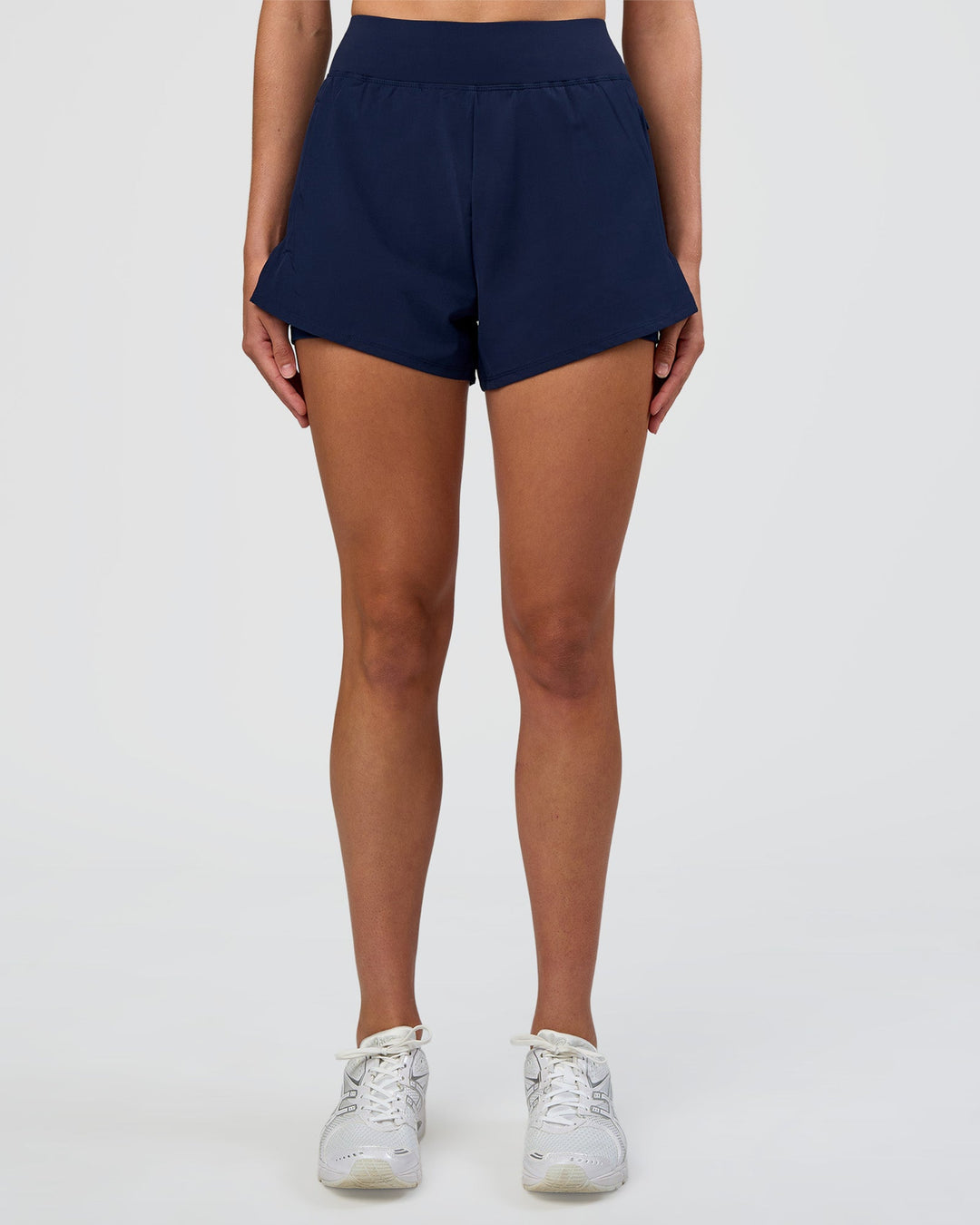 Woman wearing Challenger 3" Lined Performance Short - Future Navy | Model:Evie | Size:S
