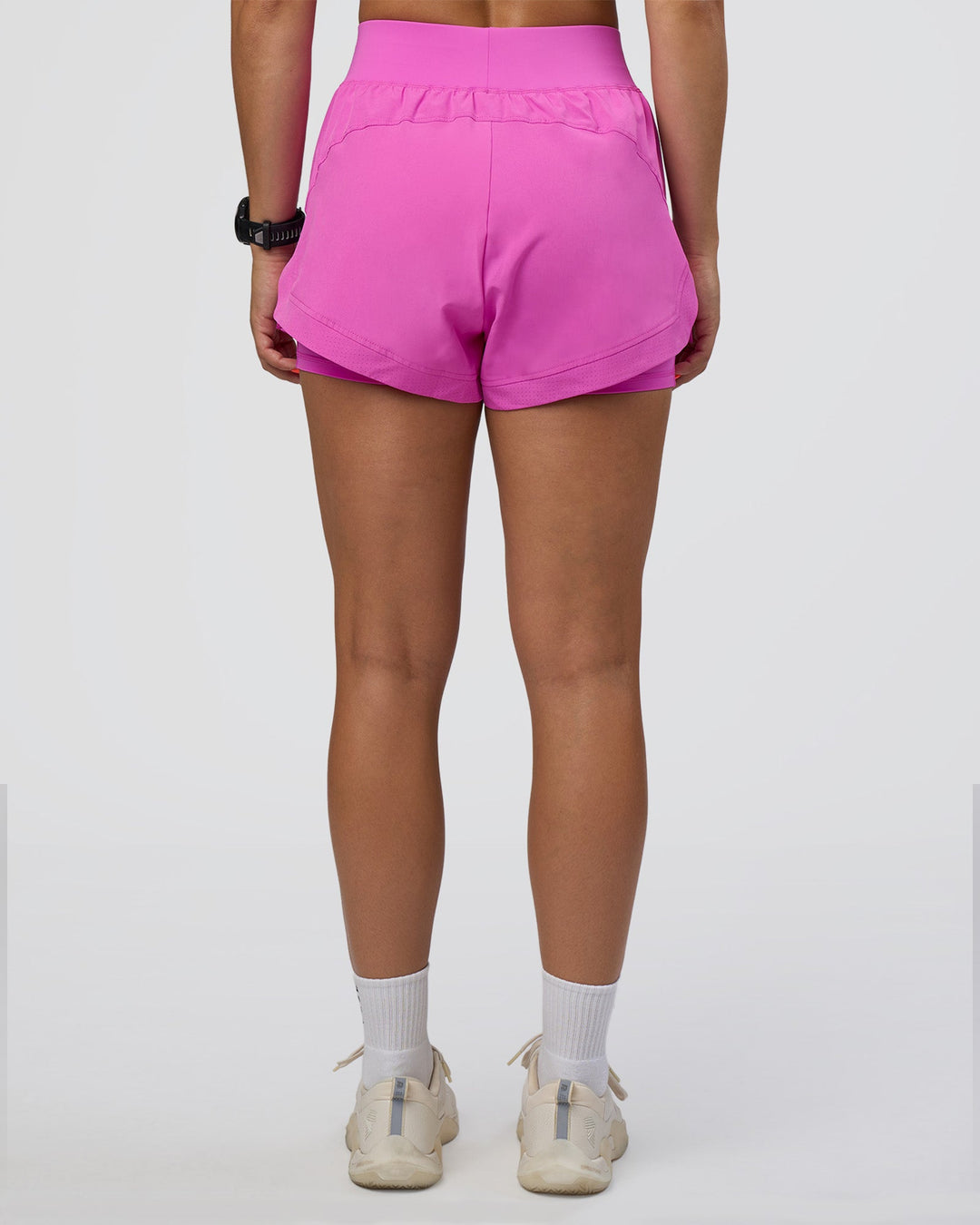 Woman wearing Challenger 3" Lined Performance Short - Ultra Fuchsia | Model:Abbey | Size:S