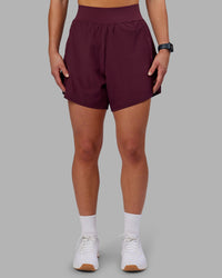 Woman wearing Challenger 5" Lined Performance Short - Cherry Lacquer | Model:Keisha | Size:S