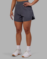 Woman wearing Challenger 5" Lined Performance Short - Dark Storm | Model:Ayla | Size:S