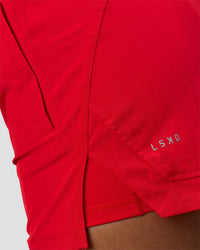 Woman wearing Challenger 5" Lined Performance Short - Scarlet | Model:Rosie | Size:S