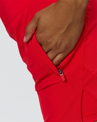 Woman wearing Challenger 5" Lined Performance Short - Scarlet | Model:Rosie | Size:S