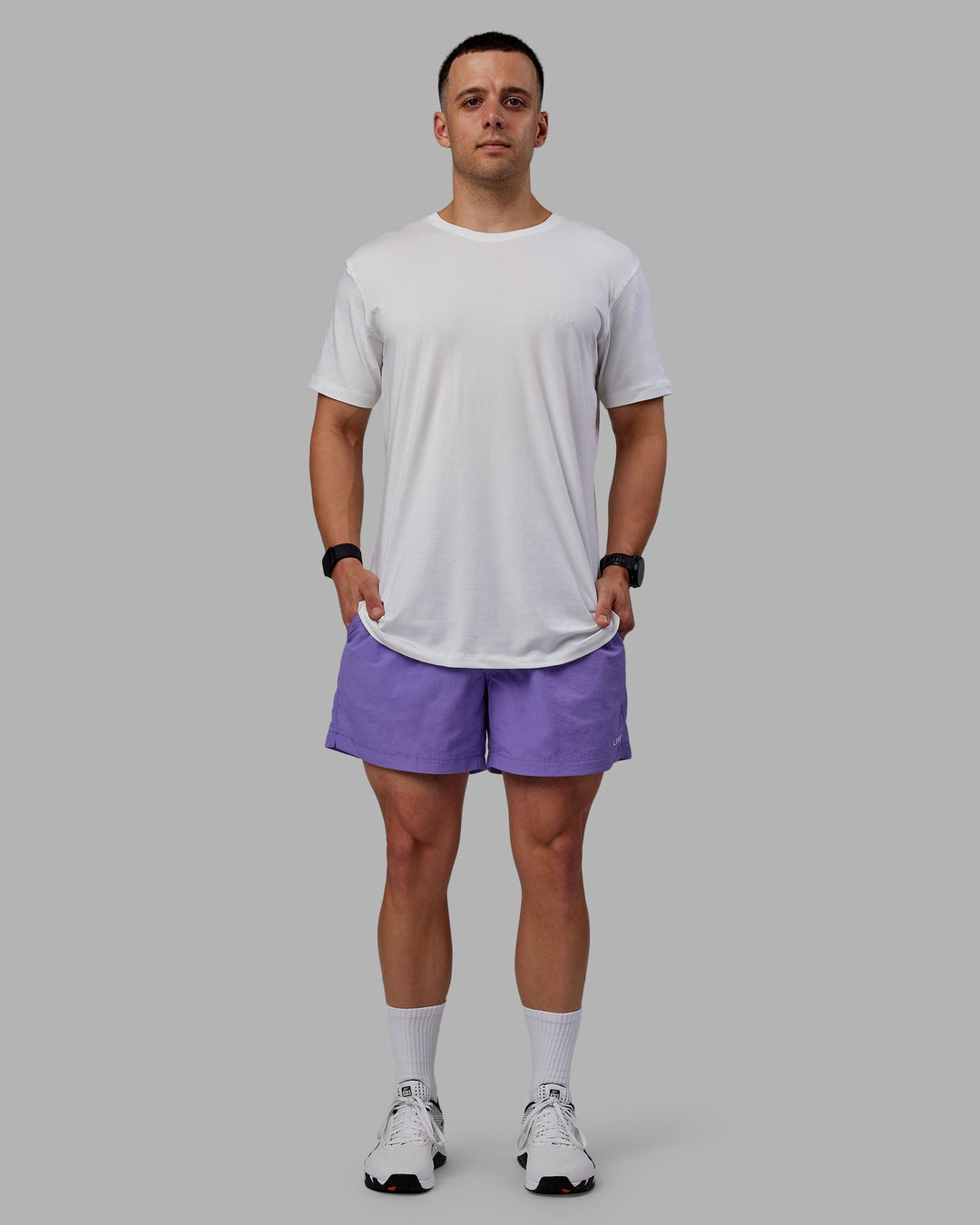 Man wearing Classic 5&quot; Shorts - Dahlia Purple