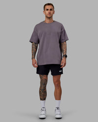 Man wearing Daily 5" Shorts - Black-White | Thumbnail Index: 4