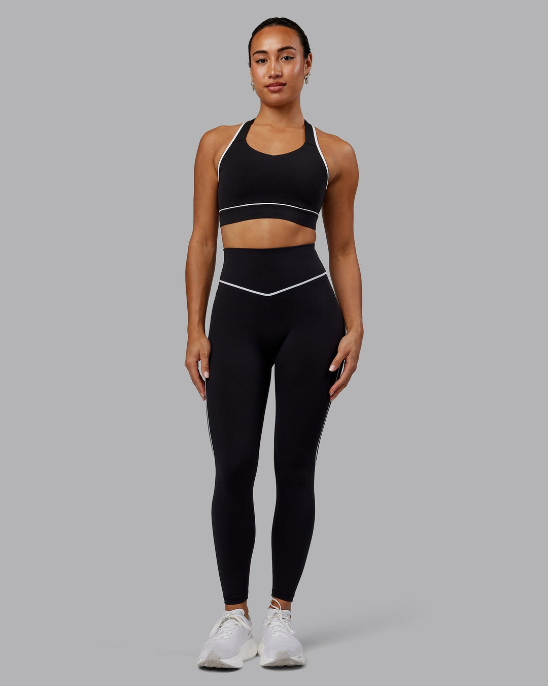 Woman wearing Distinction Sports Bra - Black-White