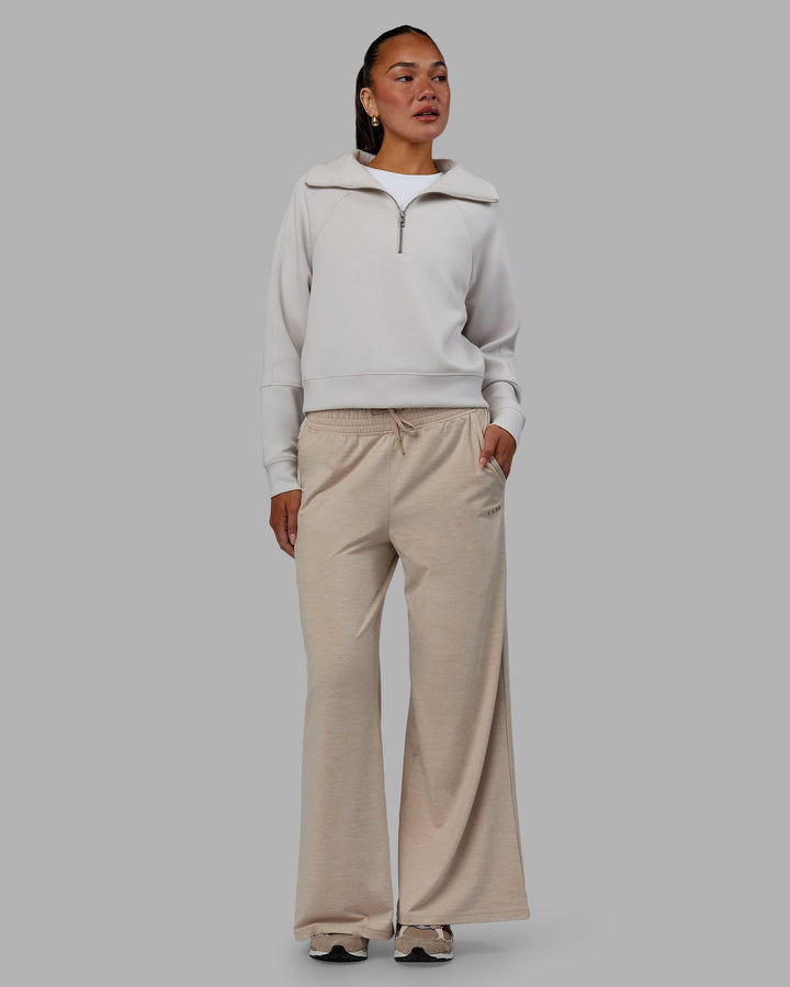 Woman wearing Elevate SoftTouch 1/2 Zip Sweater - Clay-Clay
