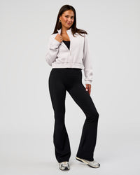 Woman wearing Elevate SoftTouch Cropped Full Zip Jacket - Clay | Model:Bianca | Size:S