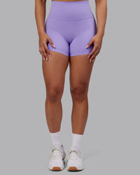 Woman wearing Elixir Ultra High-Rise 4" Short - Violet Ray | Model:Ayla | Size:S
