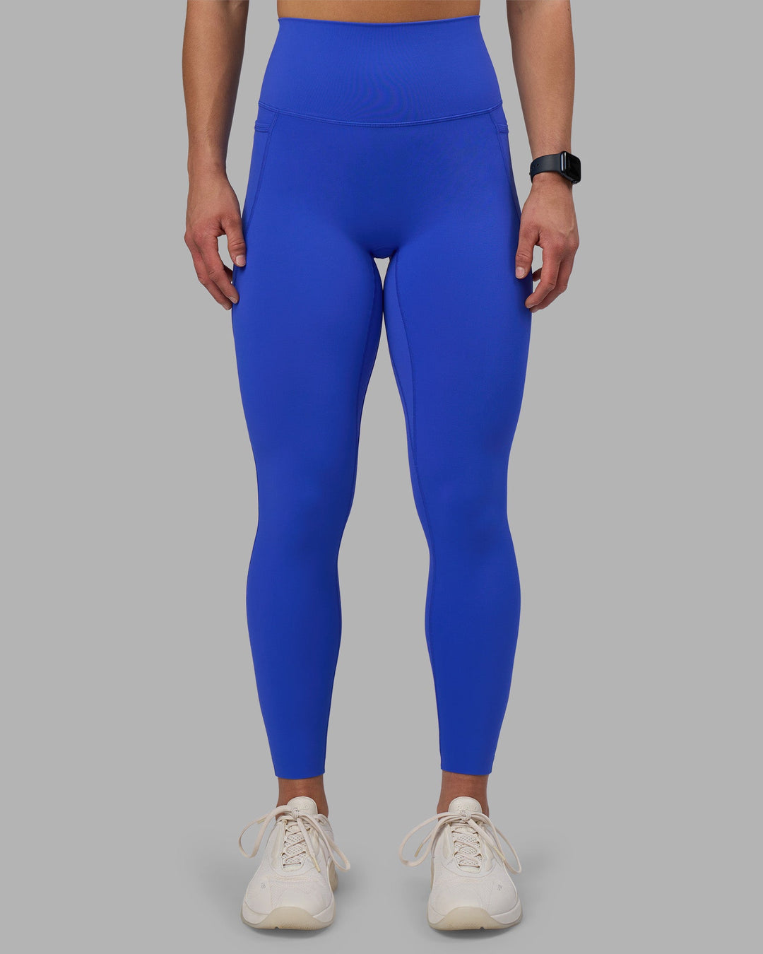 Woman wearing Elixir Ultra High-Rise Full Length Legging Pockets - Power Cobalt | Model:Keisha | Size:S
