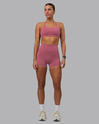 Woman wearing Elixir Ultra High-Rise 4" Short Pockets - Mauve Haze