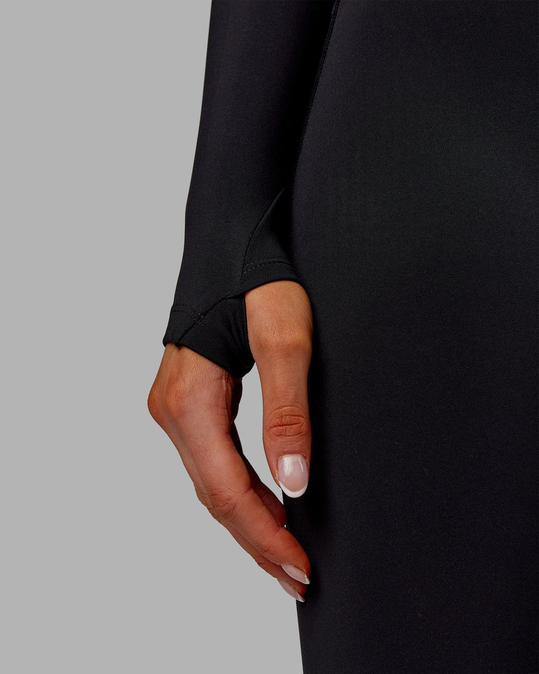 Woman wearing Embrace Thermal Long Sleeve Tee - Black | Model:Ella | Size:S