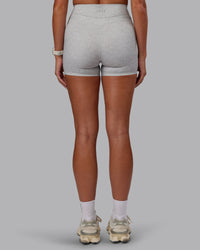 Woman wearing Enhance Ultra High-Rise 4" Short - Grey Marl | Model:Phoebe | Size:S