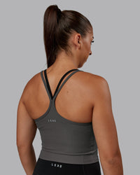 Woman wearing Flame Ribbed Tank in Dark Storm | Size:S | Model:Tylah