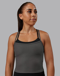 Woman wearing Flame Ribbed Tank in Dark Storm | Size:S | Model:Tylah