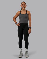 Woman wearing Flame Ribbed Tank in Dark Storm | Size:S | Model:Tylah