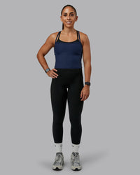 Woman wearing Flame Ribbed Tank in Future Navy | Size:S | Model:Tylah
