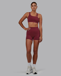Women Wearing Flux Ultra High-Rise 4" Short Pockets - Cranberry