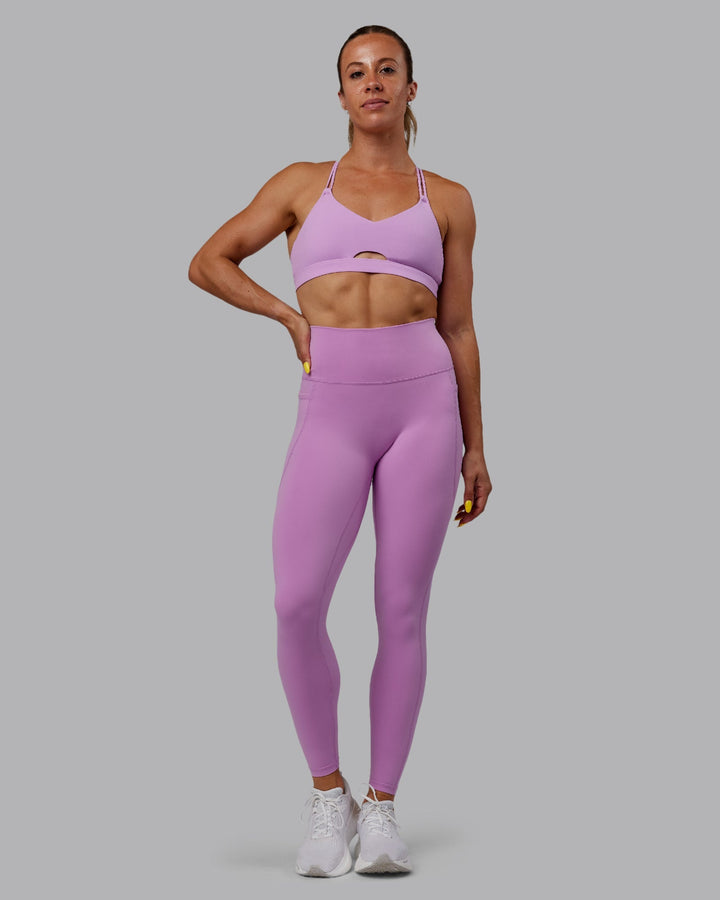 Woman wearing Fusion Full Length Leggings - Light Violet
