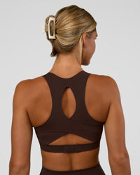 Woman wearing Fusion Sports Bra 2.0 - Hot Chocolate | Model:Amity | Size:S