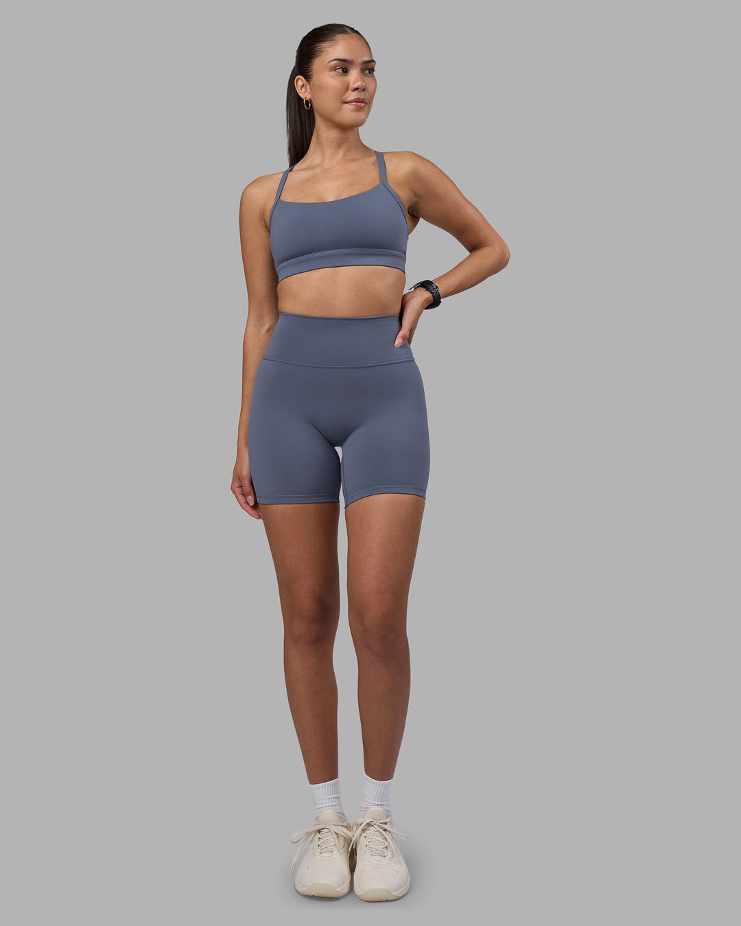Woman wearing Fusion Ultra High-Rise 6&quot; Short - Night Shadow | Model:Rhiley | Size:S