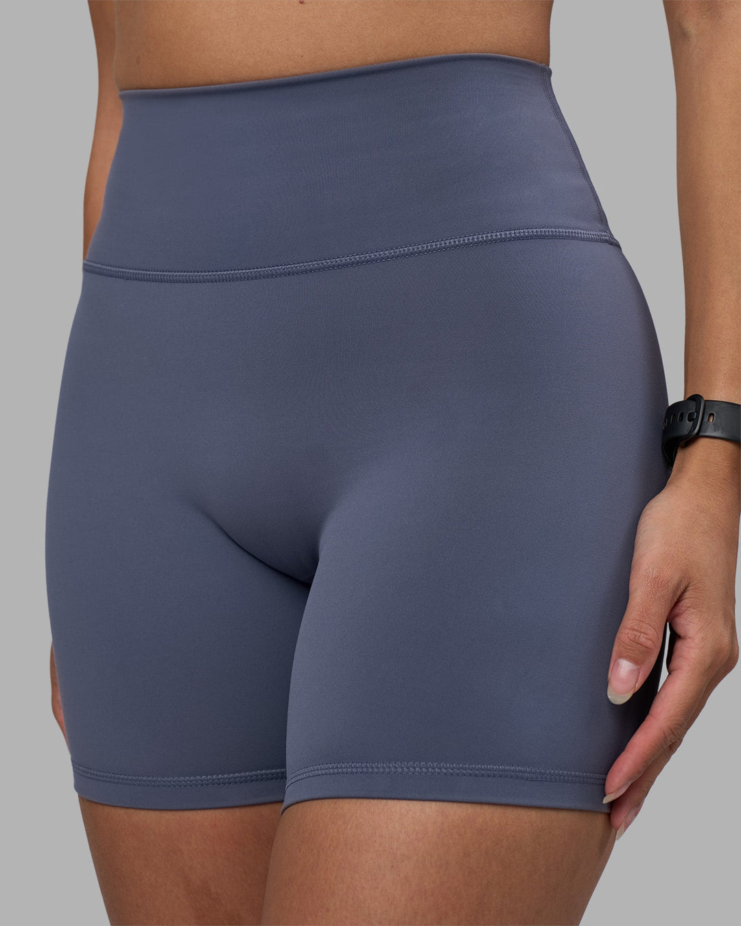 Woman wearing Fusion Ultra High-Rise 6&quot; Short - Night Shadow | Model:Rhiley | Size:S