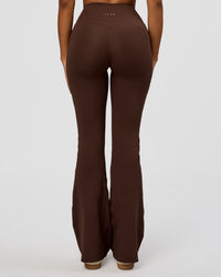Fusion V-Contour High-Rise Flared Legging Pockets - Hot Chocolate