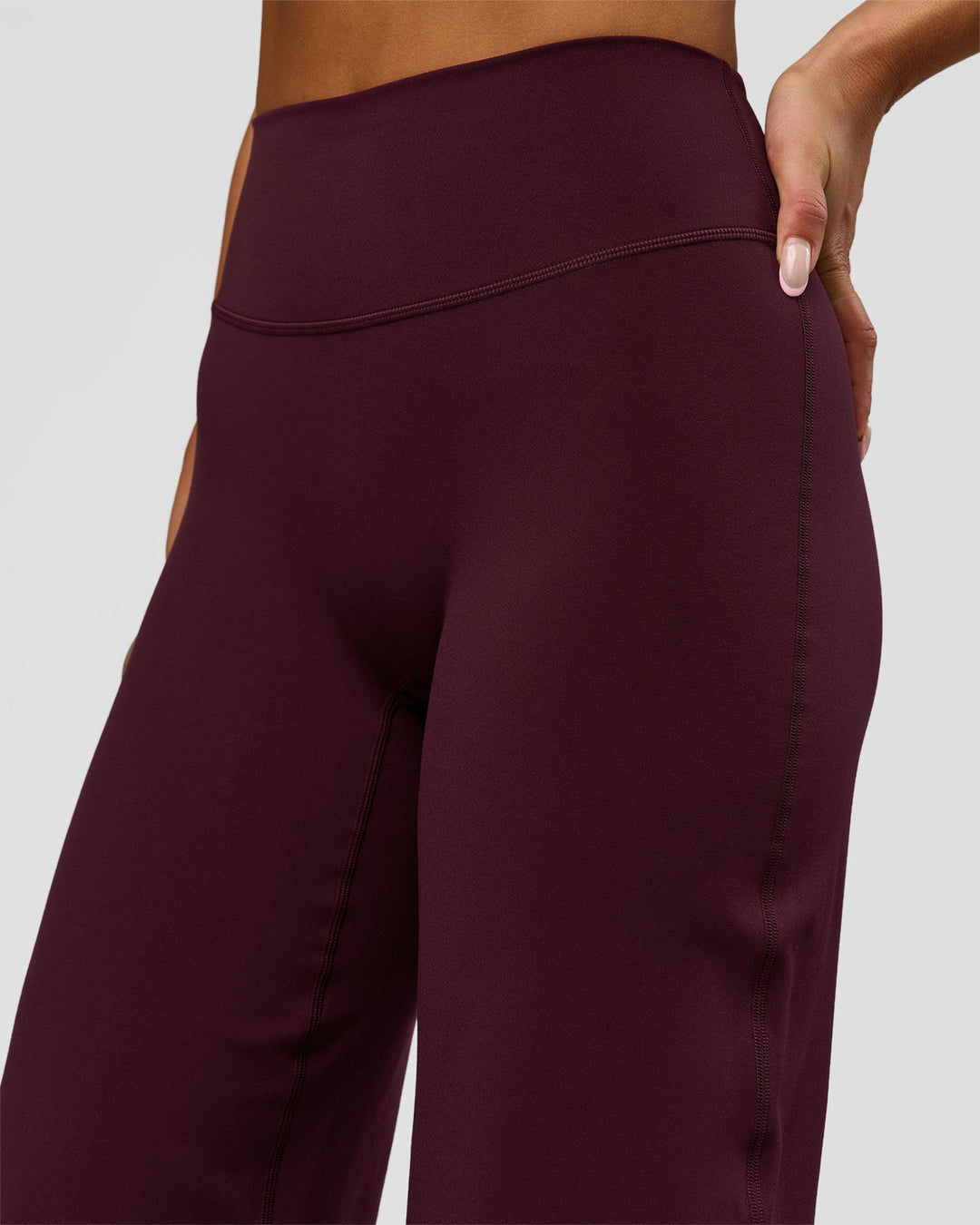 Woman wearing Fusion V-Contour High-Rise Pant - Cherry Lacquer | Model:Bianca | Size:S