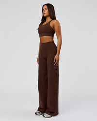 Woman wearing Fusion V-Contour High-Rise Pant - Hot Chocolate | Model:Bianca | Size:S