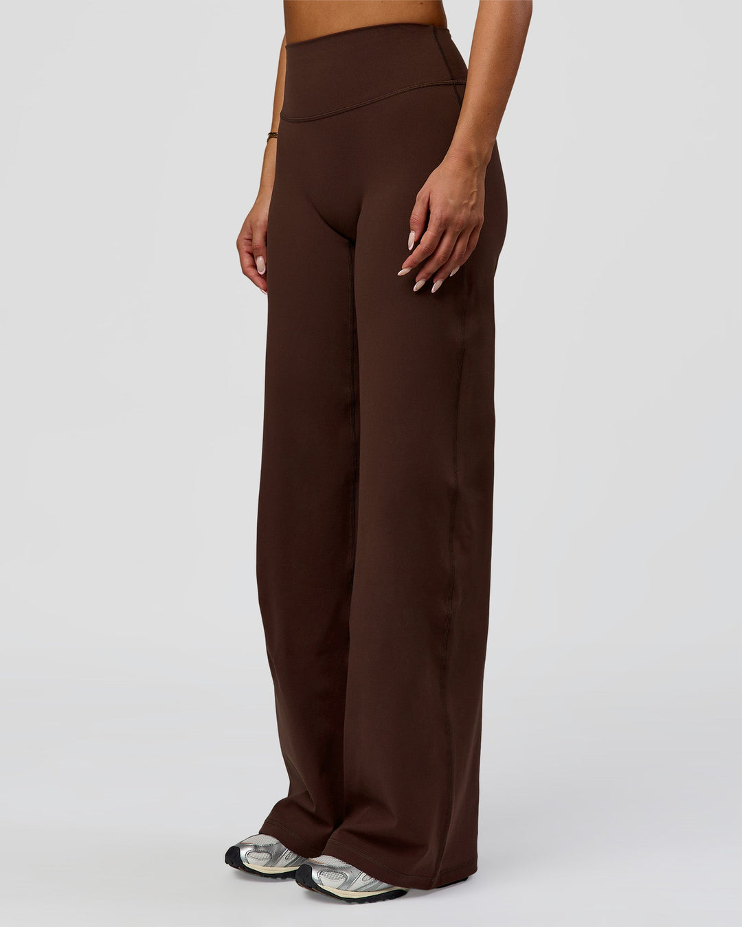 Woman wearing Fusion V-Contour High-Rise Pant - Hot Chocolate | Model:Bianca | Size:S