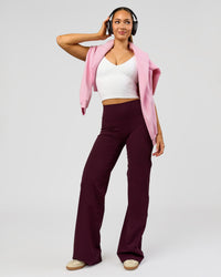 Woman wearing Fusion V-Contour High-Rise Tall Pant - Cherry Lacquer | Model:Claire | Size:S