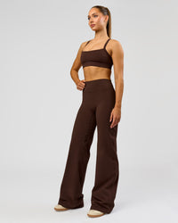 Woman wearing Fusion V-Contour High-Rise Tall Pant - Hot Chocolate | Model:Claire | Size:S