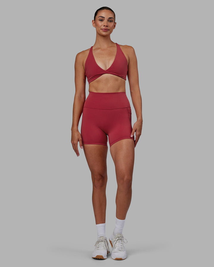 Woman wearing Fusion X-Length Shorts - Claret
