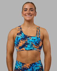 Woman wearing Galvanise Sports Bra 2.0 - React Print | Model:Georgia | Size:S