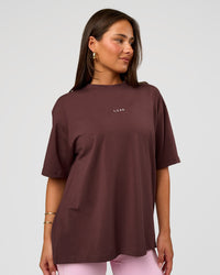 Woman wearing Go-To FLXCotton Oversized Tee - Cocoa Powder-White | Model:Bianca | Size:S | Thumbnail Index: 0