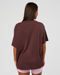 Woman wearing Go-To FLXCotton Oversized Tee - Cocoa Powder-White | Model:Bianca | Size:S | Thumbnail Index: 2
