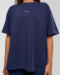 Woman wearing Go-To FLXCotton Oversized Tee - Future Navy-White | Model:Bianca | Size:S | Thumbnail Index: 5