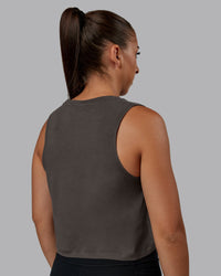 Woman wearing Go-To FLXCotton Tank in Dark Storm-White | Size:S | Model:Tylah