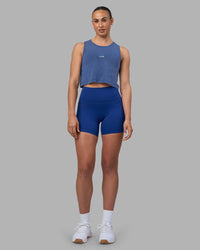 Woman wearing Go-To FLXCotton Tank - Midnight Blue Washed-White | Model:Sophie | Size:S | Thumbnail Index: 1