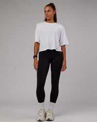 Woman wearing Go-To Modal Oversized Cropped Tee - White-White