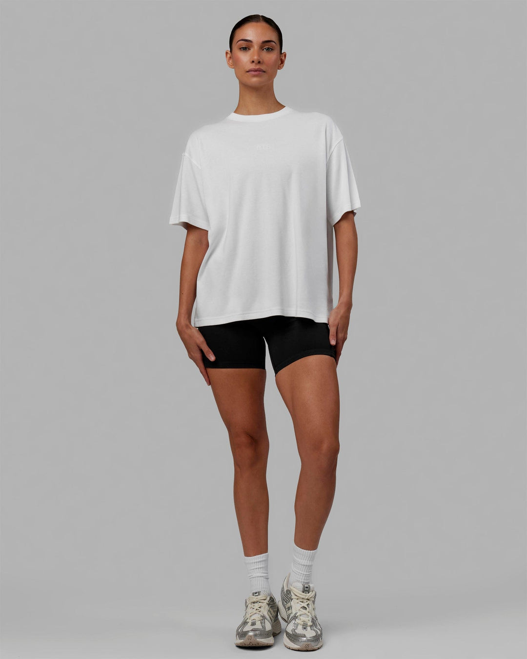 Woman wearing Go-To Modal Oversized Tee - White-White