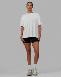 Woman wearing Go-To Modal Oversized Tee - White-White