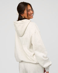 Woman wearing Go-To Oversized Hoodie - Silver Marl | Model:Bianca | Size:S