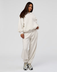 Woman wearing Go-To Oversized Track Pant - Silver Marl | Model:Bianca | Size:S