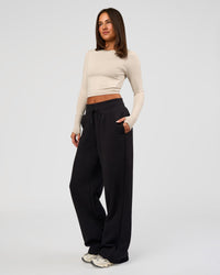 Woman wearing Go-To Wide Leg Track Pant - Black | Model:Bianca | Size:S | Thumbnail Index: 9