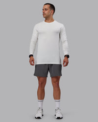 Man wearing Lift 6" Lined Performance Shorts - Dark Storm